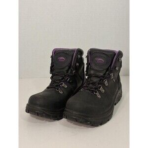 Avenger Womens Work Boots Size 7.5 M Black Leather Steel Toe Safety Shoes EH